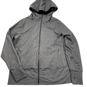 Betabrand Jacket Womens 2XL Gray Full Zip Faux Fur Hoodie Knockout Travel